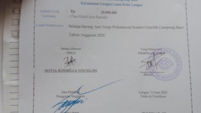 Diduga Terjadi Mark-Up Dana Desa Gampong Baro dalam Pembelian Aset Laptop dan Printer