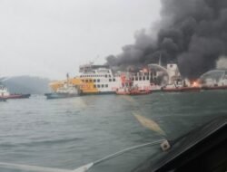 KMP Batu Mandi Terbakar di Perairan Merak